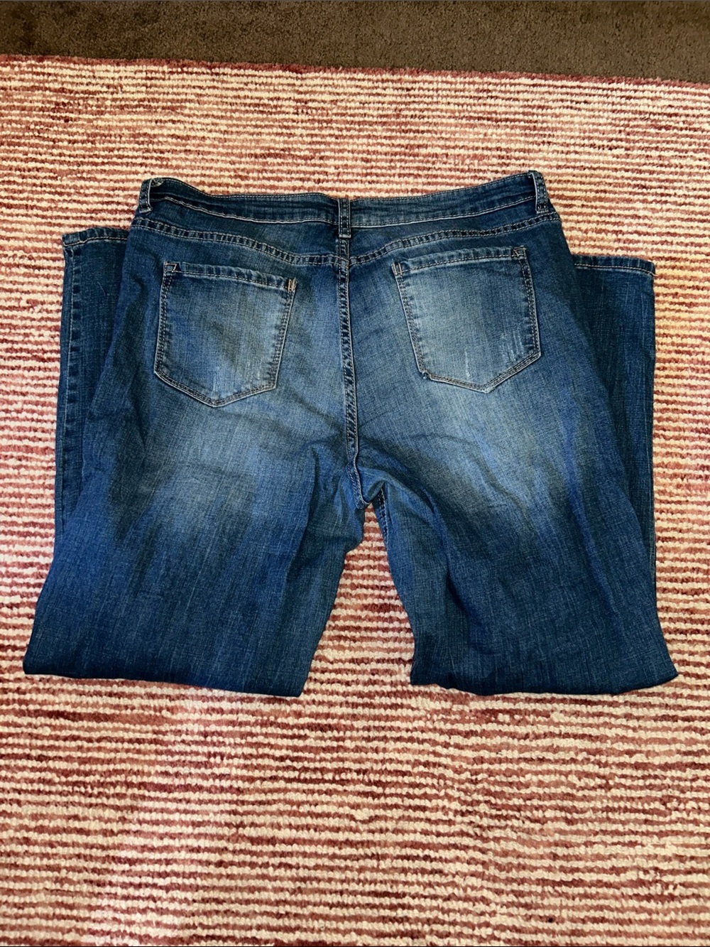 Vintage America Straight Leg Distressed Jeans - Blue - Picture 3 of 4